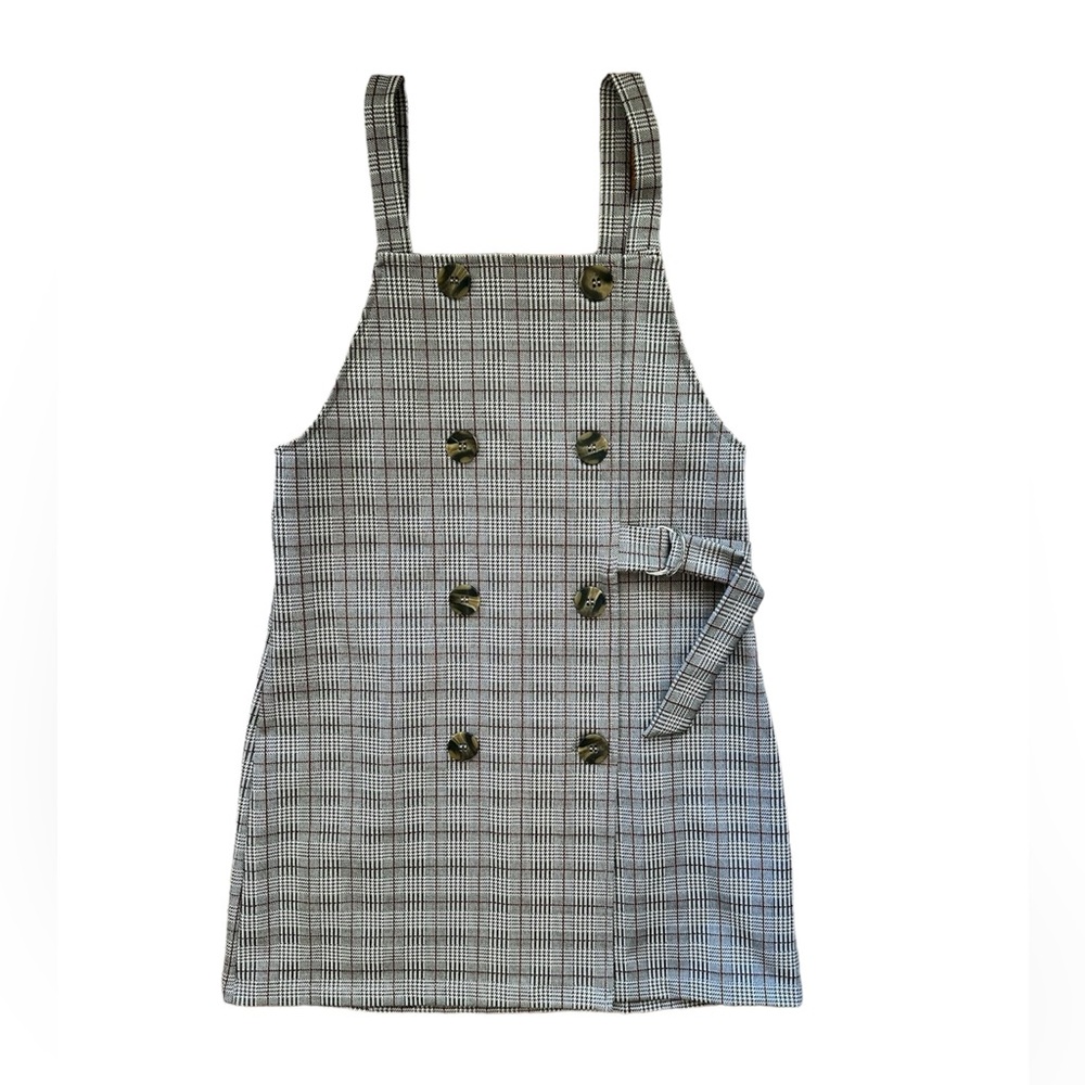 Love & Piece Plaid Button-Up Strapped Sleeveless Mini Dress w/Small Belt Loop